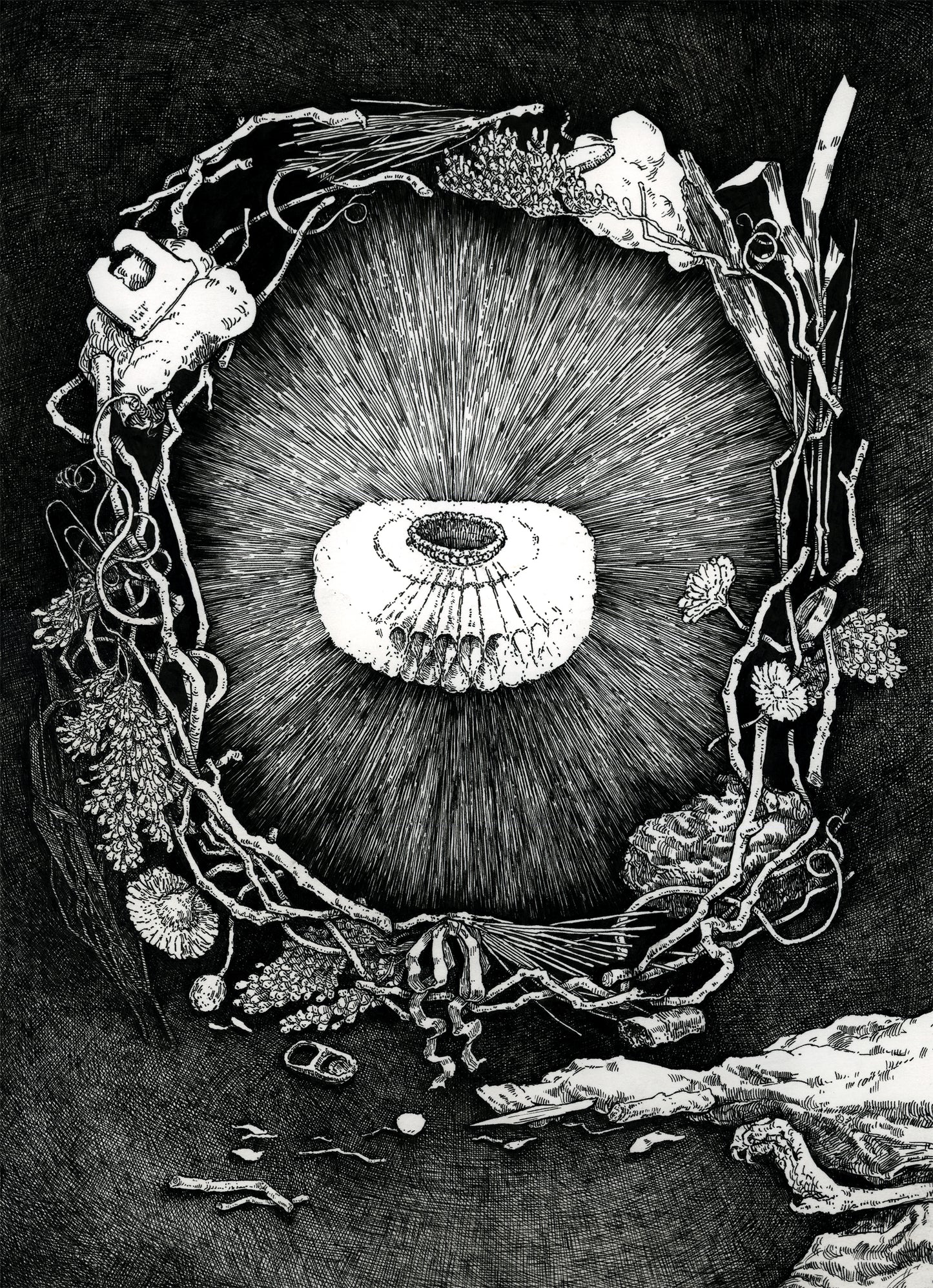 Refuse, 2025, ink on paper, 12 x 9 inches