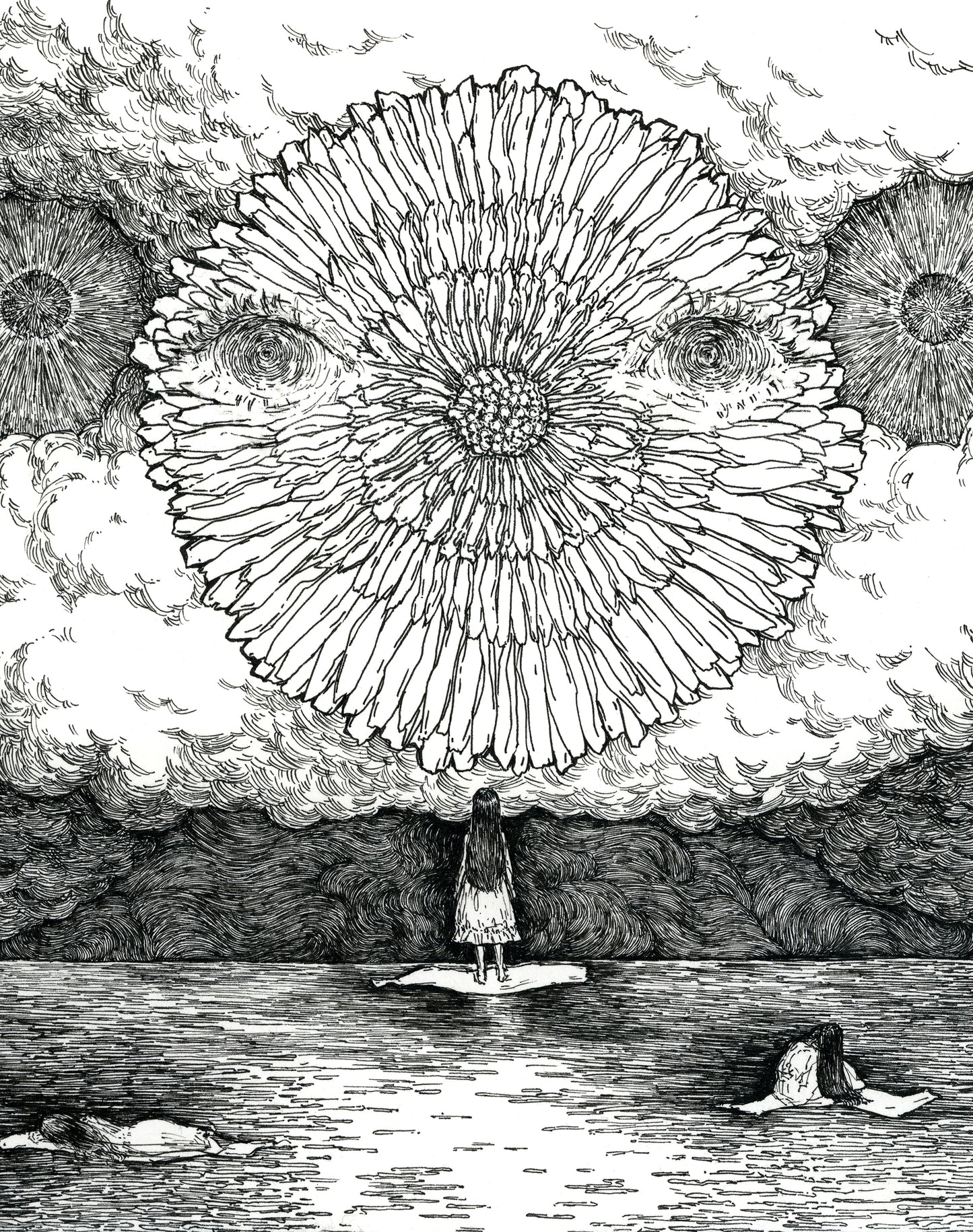 Dandelion Greens, 2025, ink on paper, 8.75 x 7.5 inches