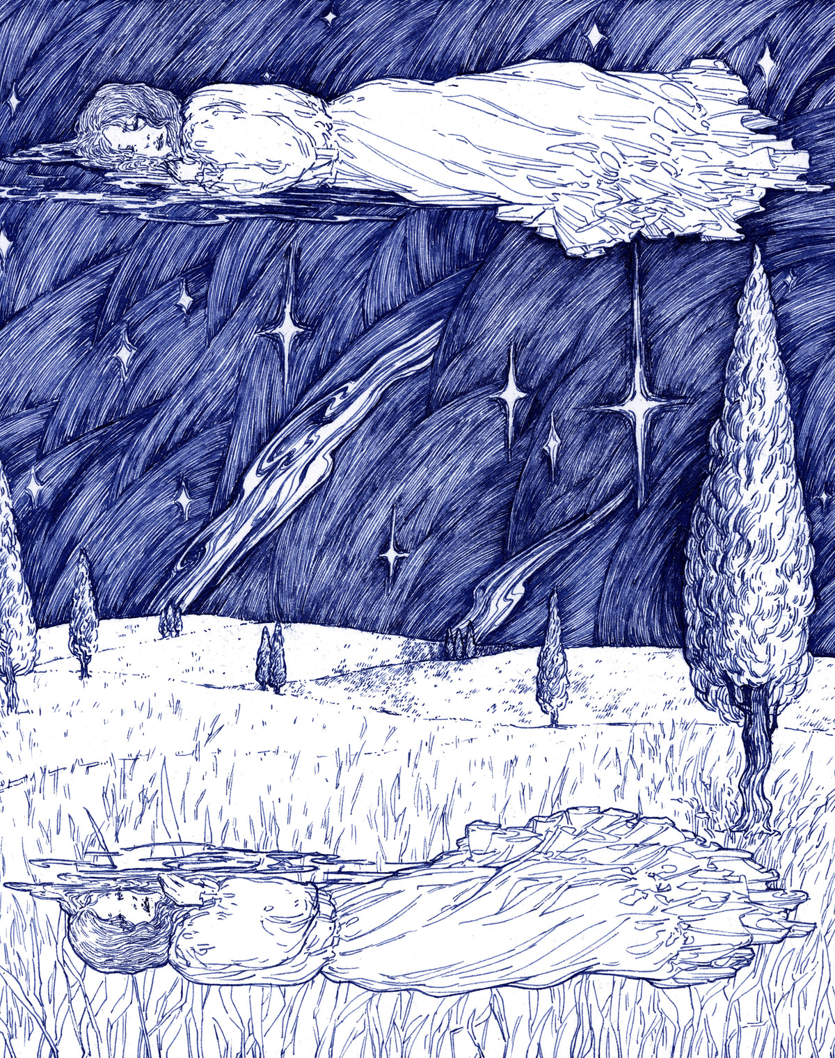 Leapt (Over), 2025, ink on paper, 11.5 x 10 inches