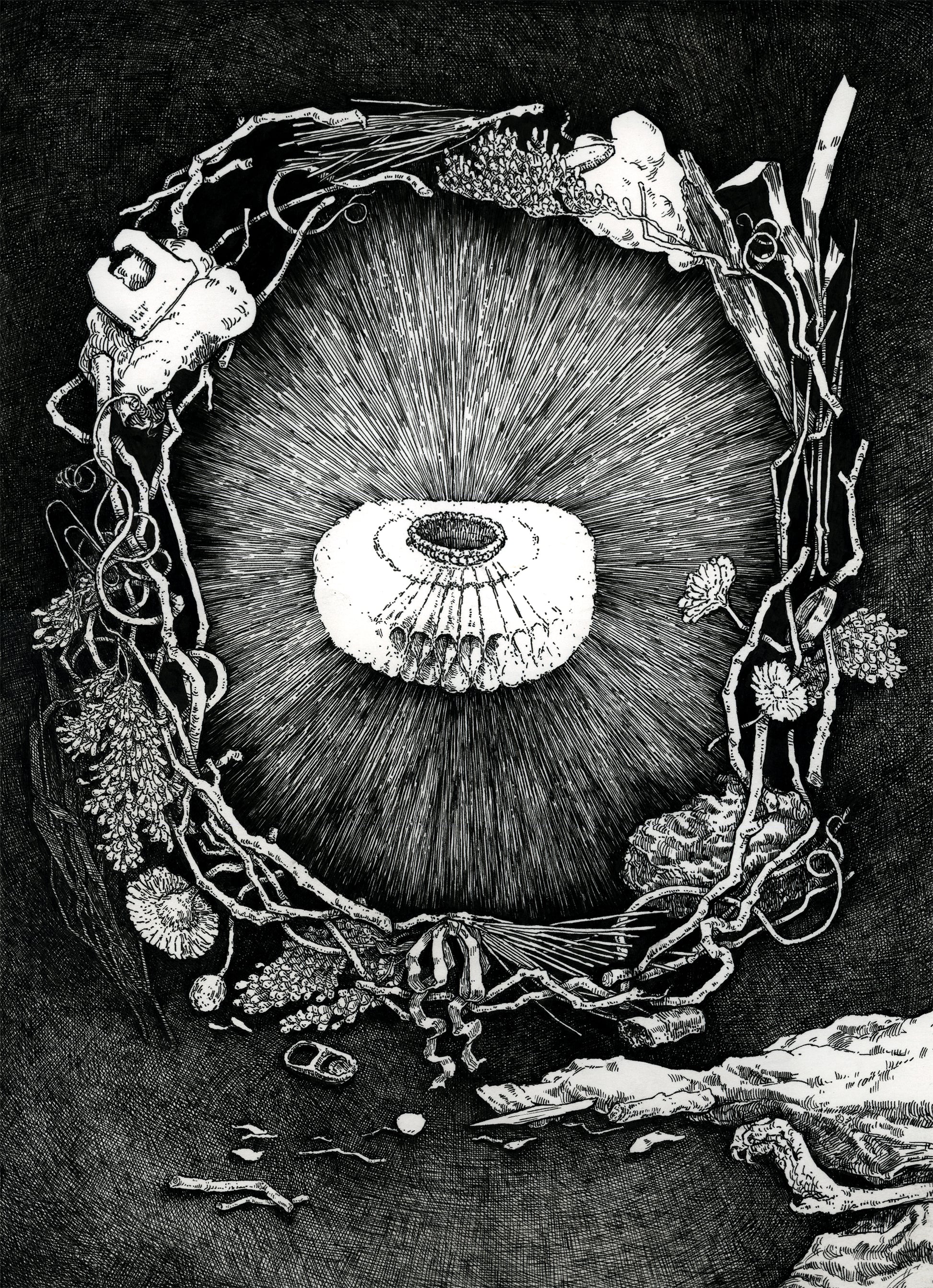 Refuse, 2025, ink on paper, 12 x 9 inches